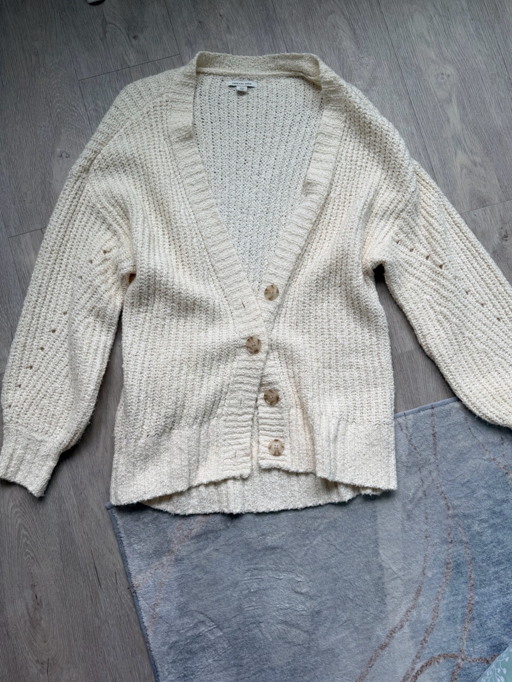 American Eagle Outfitters Cream Button-Up Knit Cardigan